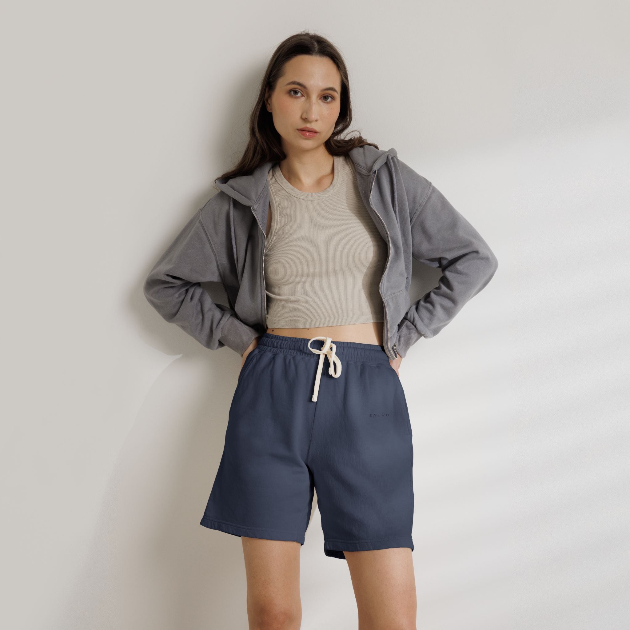 SAEVO Garment-Dyed Fleece Sweat Shorts